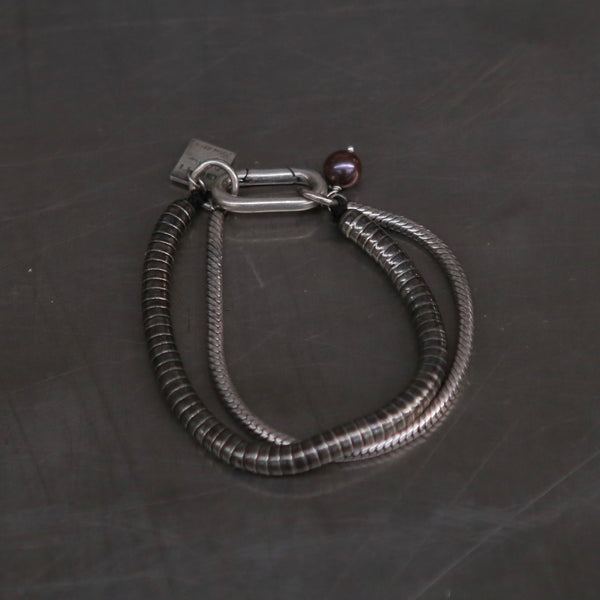 GOTI Black Pearl Stone Bracelet 925 Silver Italy Craftsman GT-BR1190-0